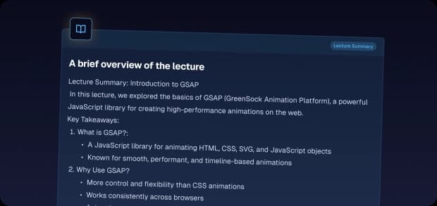 Summaries (for quick recap)