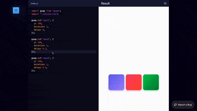 Code sandboxes to experiment